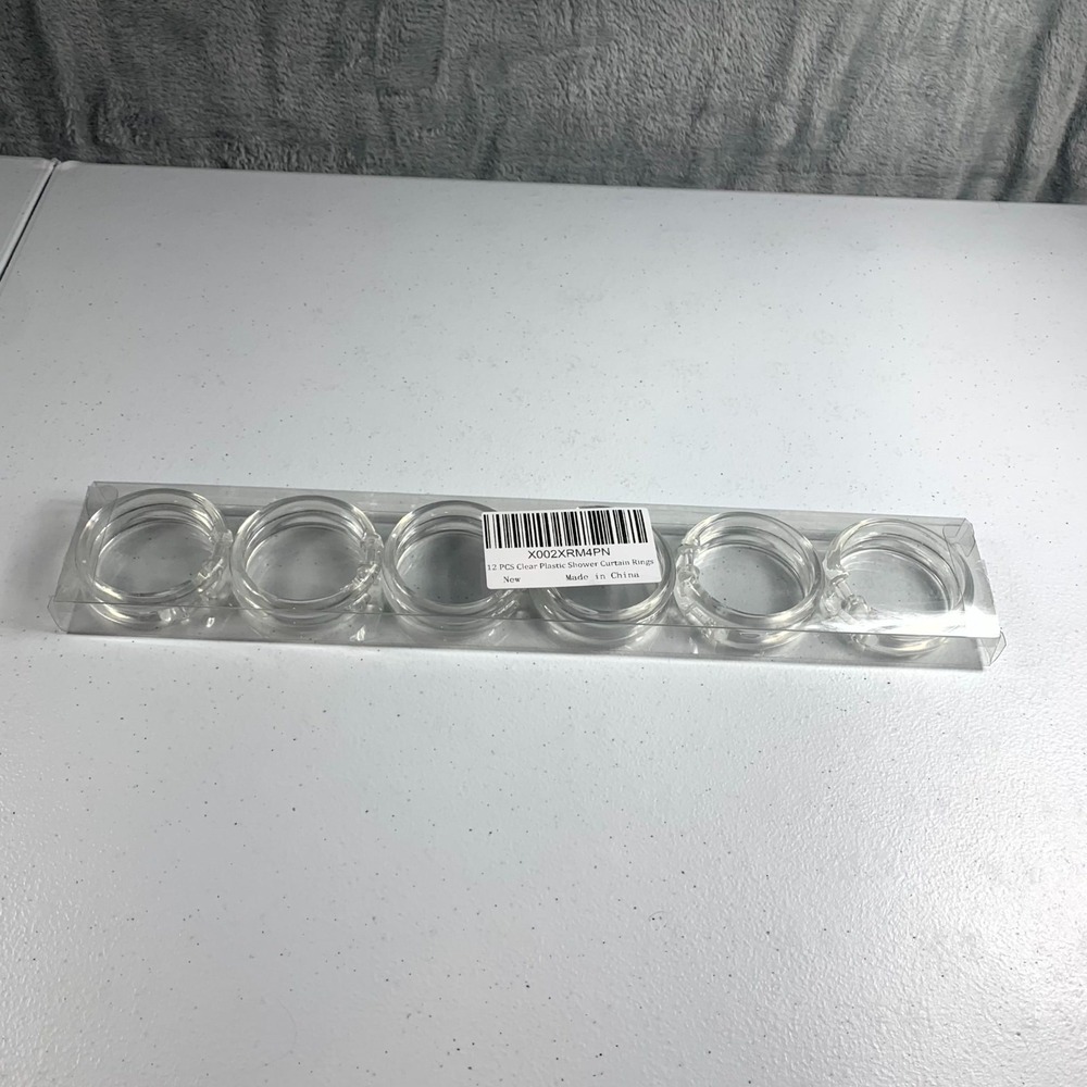 Clear Plastic Shower Curtain Rings Hooks Snap Close‎ For Bathroom - Set of 12